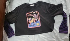 Steven Rhodes Romwe SHEIN Tag You’re it! Size L Black Shirt Purple Strip Sleeves