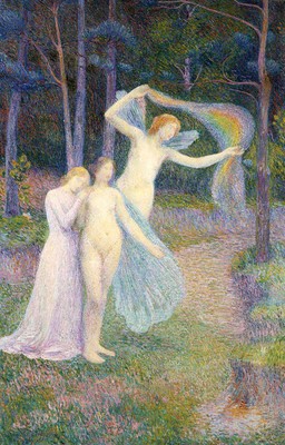 Hippolyte Petitjean ''Women Amongst Trees, Femmes Dans L'Arbre'' Brown Artwork