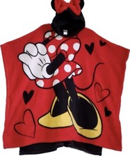Official Disney Minnie Mouse Kids Super Soft Hooded Fleece Poncho/Blanket New 