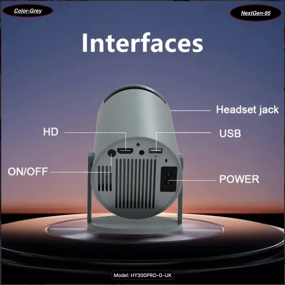 Magcubic Projector HY300PRO 4k Android 1080P- 1280*720P, 5.0, Dual WiFi,GREY - Image 2 of 4