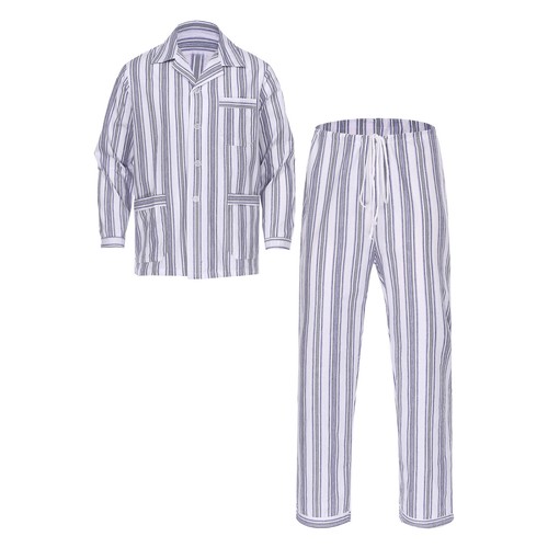 Conjunto de 2 pijamas de algodón para hombre con botones para hombre ropa de dormir suave cintura alta pantalones - Imagen 15 de 22
