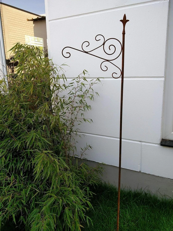 Garten Edelrost Laternenstab Haken aus Metall Rost Gartenstab H180 B40cm 031387 - Bild 3 von 4