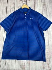Nike Mens Polo Shirt  Size 3XL  Blue Dri Fit Standard Fit Golf Athletic Striped