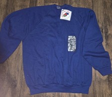   VTG 90s Fruit of the Loom Sweatshirt XL Navy Blue Made in USA Deadstock NOS New