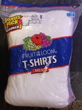 Vtg NOS 2004 Fruit Of The Loom Cotton White T-Shirt Size L 6 Pack