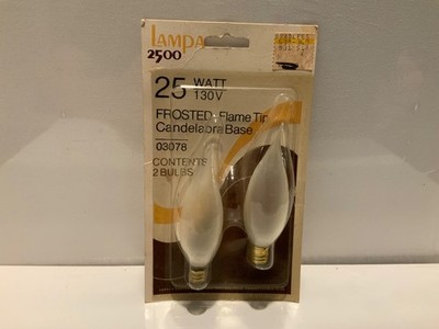 Lampa 2500  Bulb 25 Watt 130V Frosted Candelabra Base flame tip 2 bulbs new