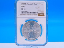 1985 Mo Mexico Silver Libertad 1 Troy oz .999 Fine Silver Coin NGC MS 66. C388