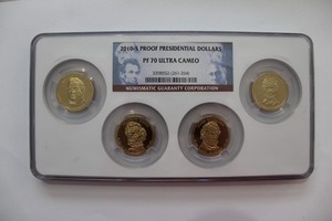 2010 S PROOF NGC Presidential Dollar 4-Coin Set PF70 Ultra Cameo