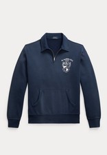 Image of Ralph Lauren Fleece Graphic Quarter-Zip Sweatshirt - Navy - Size L - RP £185