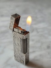 Accendino Dunhill Rollagas placcato argento motivo Florentine Swiss Made vintage