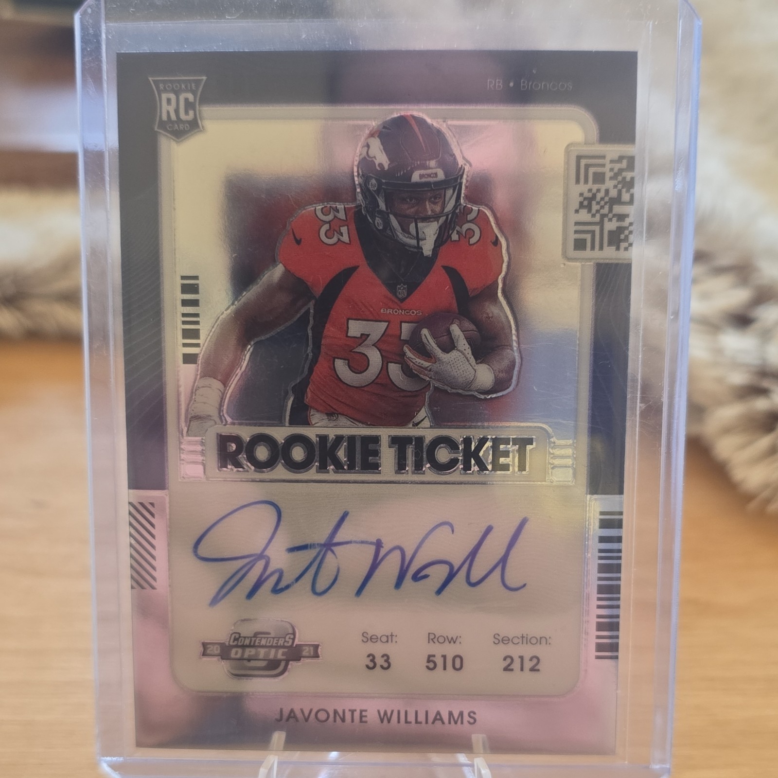 Javonte Williams Panini Contenders Optic #115 Autograph