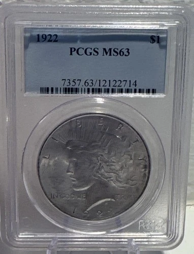 1922 $1 Peace Dollar PCGS MS63!