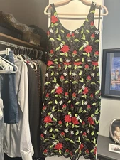 David Meister Women's Floral Cocktail Dress Size 8 Sleeveless Lined Back Zipper