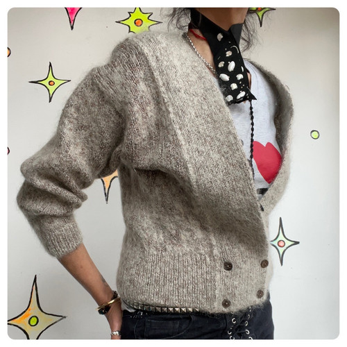 Vintage 80s | Oversized Chunky Cozy Mohair Cropped Grunge Sweater | Size 44 M L - Picture 1 of 6