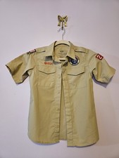 Boy Scouts of America Uniform Shirt Youth Medium Short Sleeve Button Up Beige
