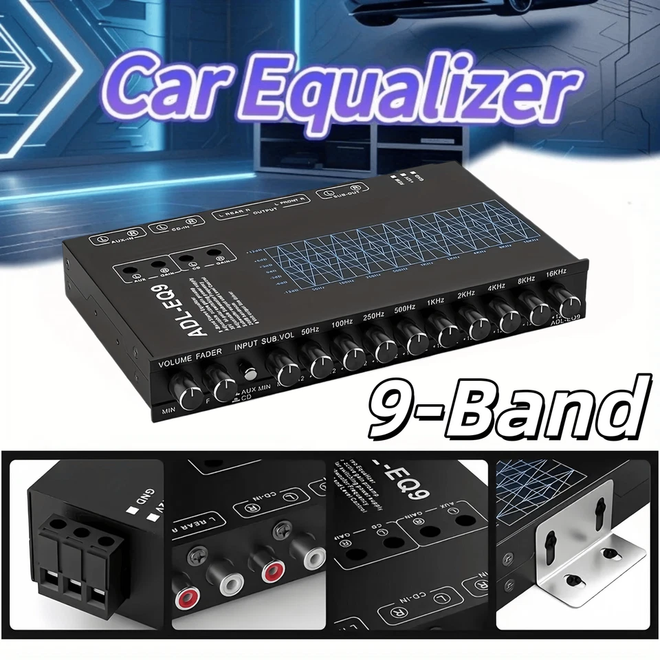 9-Band Parametric Equalizer – 8V Max Output for Amplifiers, RMS Adjustable EQ9 - Image 2 of 4
