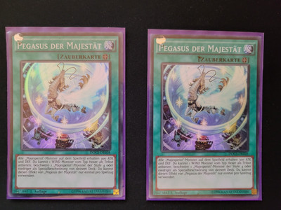 2x Yu-Gi-Oh Pegasus der Majestät in Super Rare aus DOCS-DE058 |1. Auflage