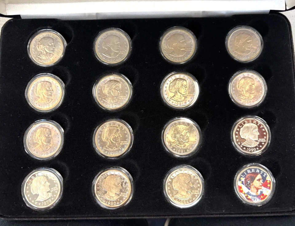 Susan B. Anthony Complete 16 Coin Dollar Set 1979, 1980, 1981 + 1999 Proof + COA - Image 3 of 3
