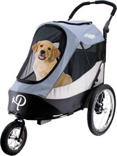 Petique Trailblazer Pet Jogger Stroller with Tire Pump up to 77LBS Space Gray