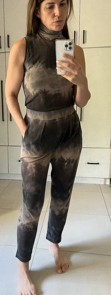 Raquel Allegra Pant Set turtleneck sleeveless jogger pant tie dye soft sz 1 = S - Image 2 of 4