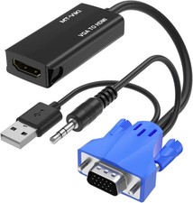 VGA to HDMI Adapter, 1080P Converter with Audio USB Power from VGA Computer