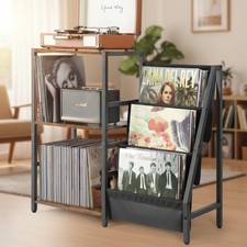 Stylish Record Player Stand with Rust Resistant Finish  Capacity for 200 Albums