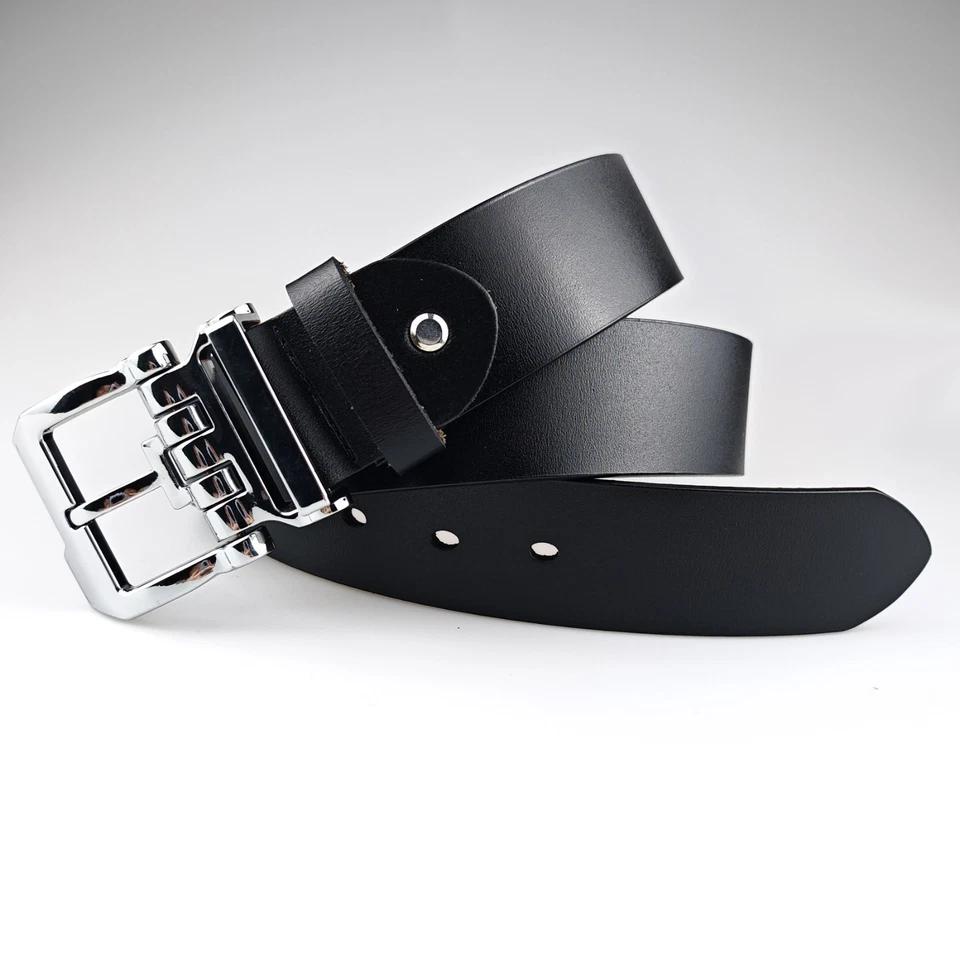 Nuevo 1.5" Cinturón Para Hombre Grano Completo Cuero Genuino Informal Vestido Jeans Cinturones de Rodeo Foto 2 de 4