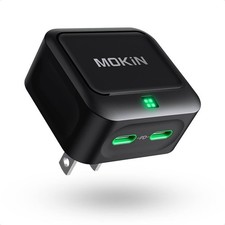 Mokin USB C Charger Block 40W, Dual Port Type C Fast Charging Block GaN PD...
