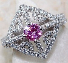 3CT Treated Pink Sapphire  Topaz 925 Solid Sterling Silver Ring Sz 7 UB4-5