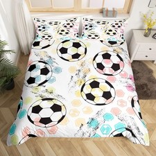 Kids Football Bedding Set Sports Theme Comforter Cover for Child Boys Girls S...