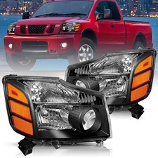 For 2004-2015 Nissan Titan 04-07 Armada Black Headlights Headlamps Leftright