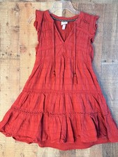 Knox Rose Red Boho Mini Dress S Crochet Lace Tassel Prairie Festival Western