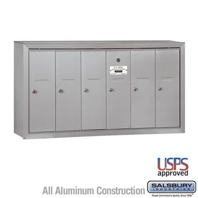 Salsbury Vertical Mailbox - 6 Doors - Aluminum - Surface Mounted - USPS Access