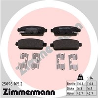 Hinterachse Zimmermann 25096.165.2 Bremsbelagsatz, Scheibenbremse FüR Buick (Sgm