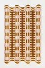 Hand Tufted Wool Scalloped Edge Geometric Checkered Area Rug Pink Brown