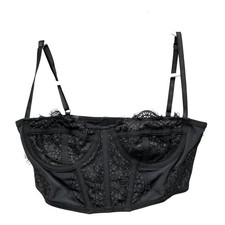 Out From Under Lace Corset Top Womens Small Black Bustier Cropped Bralette