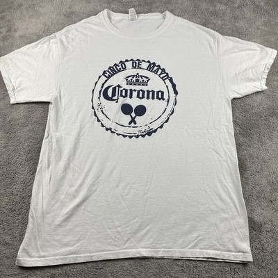 Corona Beer Cinco De Mayo Shirt Mens Large White Short Sleeve