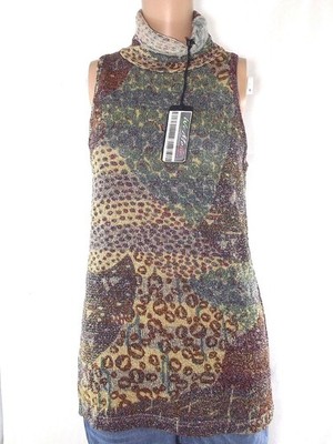 Adrienne Vittadini Strick Pullover Damen Gold Lammwolle Stretch M Medium It 42