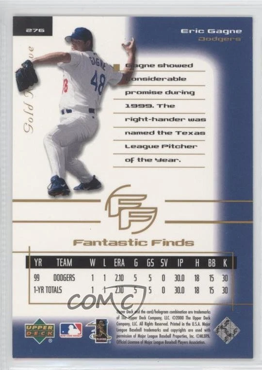 2000 Upper Deck Gold Reserve Fantastic Finds Missing Serial Number Eric Gagne - Image 2 of 2