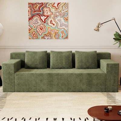 71'' 3Setaser Sofa,Corduroy Fabric,Deep Seat Couches,Comfy Loveseat Sofa,No As