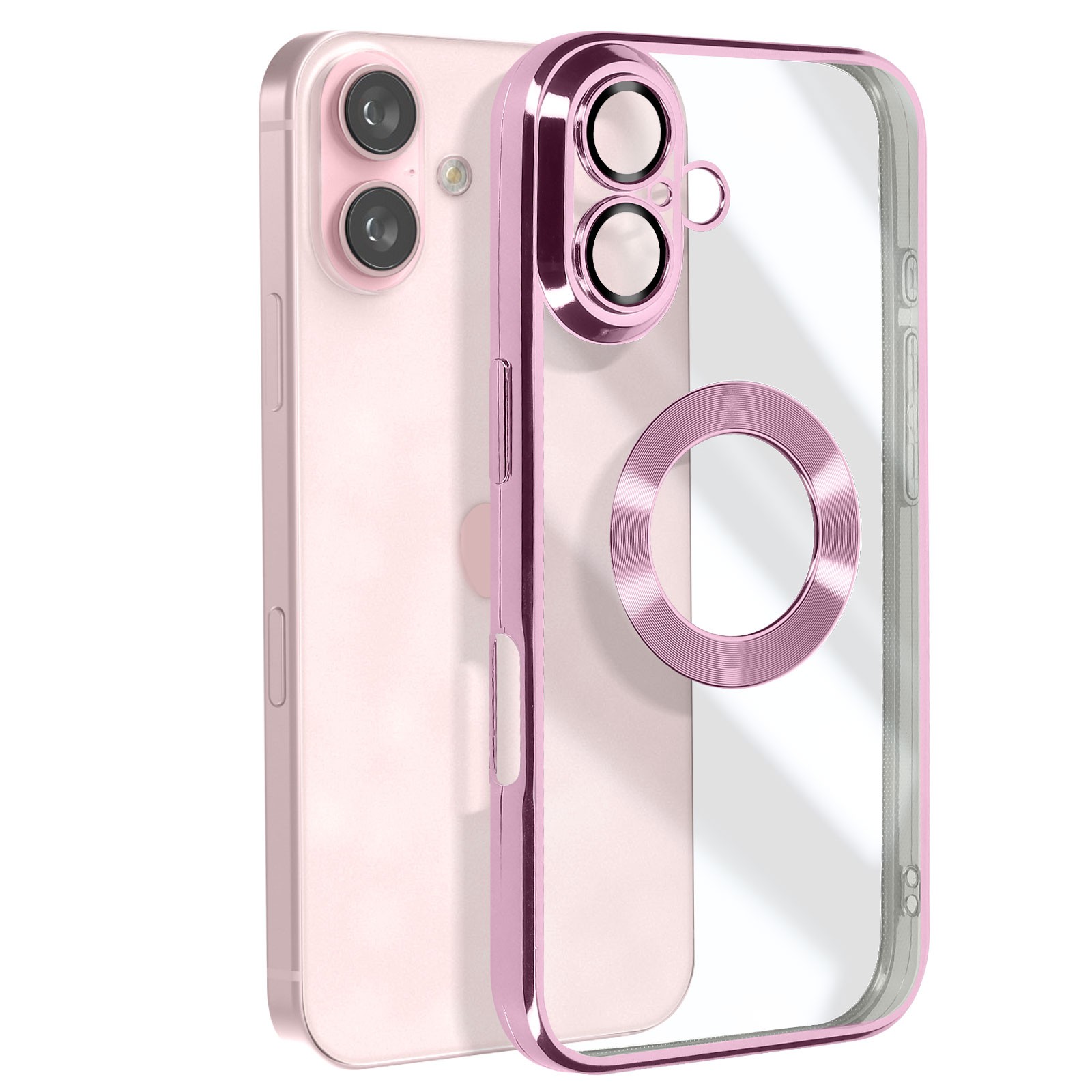 Coque rigide rose Starlit Glam iPhone 16 Avizar protection premium