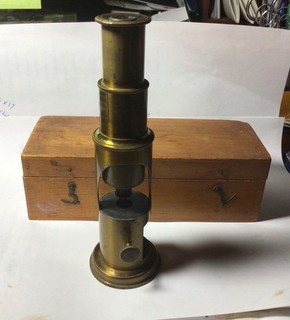 Vintage Brass Field Microscope and box