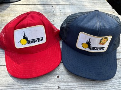 Vintage Serv-Tech Trucker Hats Lot Of 2 Oil Refinery Work Wear +safety Pins