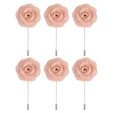 6Pcs Groom Boutonnieres Rose Boutonnieres Pins 3.5"x1.6" for Wedding Deep Pink