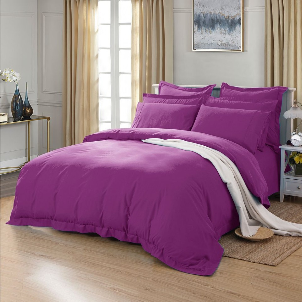 1000TC Tailored King Size Purple Duvet Quilt Cover Set eBay