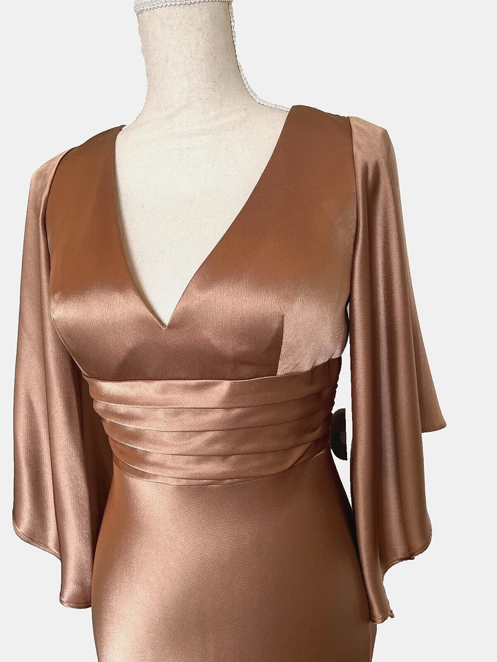 Элегантный выпуск Нью-Йорк бронза VNeck погружения завышенной талией платье женщин 8 новый с Ярлыками - Изображение 3 из 4