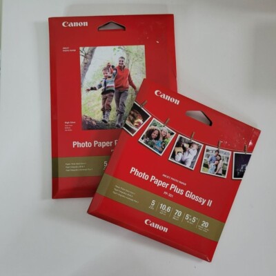 Canon Inkjet Photo Paper Plus Glossy II 5x7 5x5 Packs of 20 Each New Sealed
