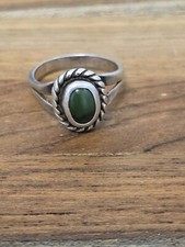 Sterling Silver Green Turquoise Ring Size 3