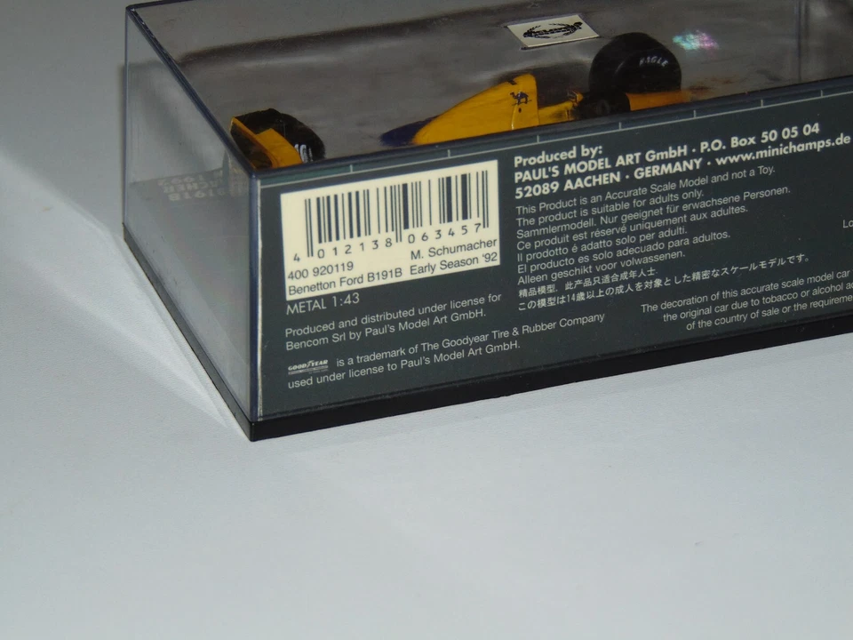 Benetton Ford B191B 1992 - Schumacher - F1  1/43 Minichamps / Spark - Immagine 3 di 3