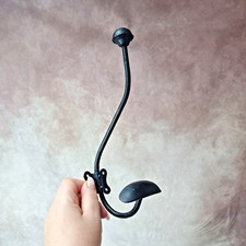 Patère Murale en métal peint en noir – Crochet Double Vintage – Déco Rétro